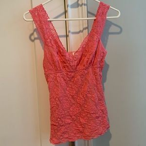 Bright pink Hanky Panky signature Lace tank top